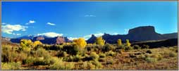 Sundown foliage and buttes.